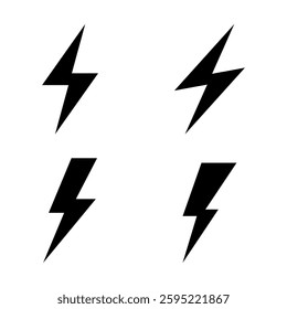 lightning icon set, thunder bolt design,
isolated on transparent background, vector illustration