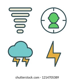lightning icon set. vector set about target, light bolt, tornado and thunder icons set.