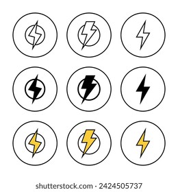Lightning icon set vector. electric sign and symbol. power icon. energy sign