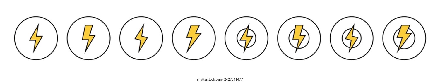 Lightning icon set vector. electric sign and symbol. power icon. energy sign