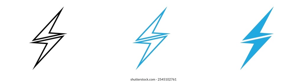 Lightning Icon Set Vector illustration in black