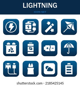 lightning icon set. Vector  illustrations related with Flash, Battery and Magic