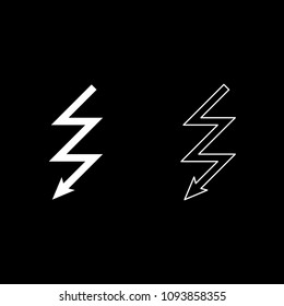 Lightning icon set white color outline