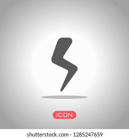 Lightning icon, sign of energy, strike of flash. Icon under spotlight. Gray background
