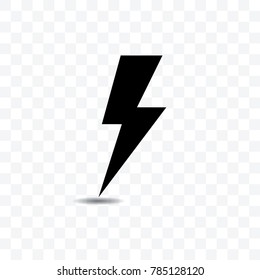 Lightning icon silhouette vector illustration on transparent background.