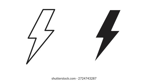 Lightning icon simple vectors in black, suitable for projects