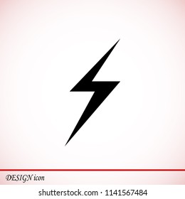 lightning icon, stock vector illustration flat design style