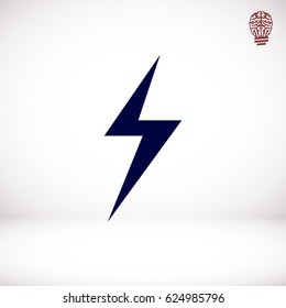 lightning icon, stock vector illustration flat design style