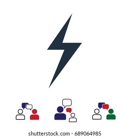 lightning icon, stock vector illustration flat design style