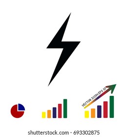 lightning icon, stock vector illustration flat design style