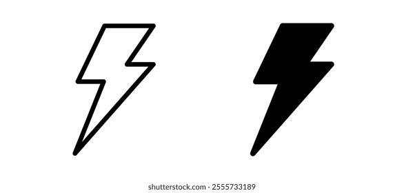 Lightning icon symbol collection on white background.