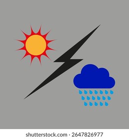 Lightning icon symbol. Storm flash emblem. Bold black vector. Dramatic sky illustration.