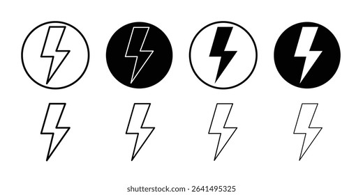 Lightning icon Thin line illustration set vector