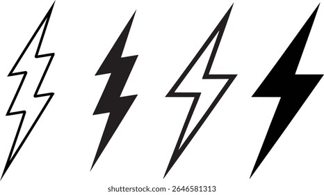 Blitzsymbol, Thunderbolt-Symbol in Linienvektorsymbol auf weißem Hintergrund