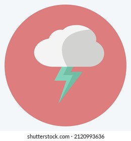 Lightning Icon in trendy flat style isolated on soft blue background