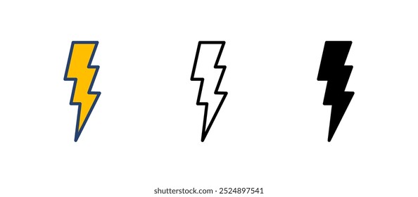 Vector del icono del relámpago. Vector del icono eléctrico. icono del poder. signo de la energía