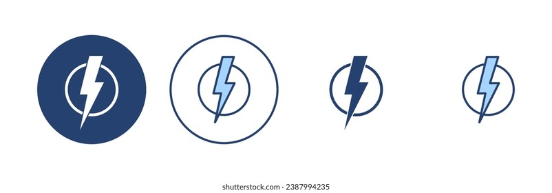 Vector de icono de relámpago. signo y símbolo eléctrico. icono de encendido. signo de energía