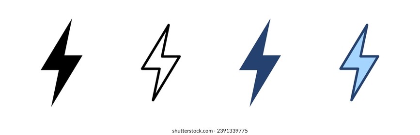 Vector de icono de relámpago. signo y símbolo eléctrico. icono de encendido. signo de energía