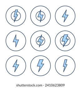 Vector de icono de relámpago. signo y símbolo eléctrico. icono de encendido. signo de energía