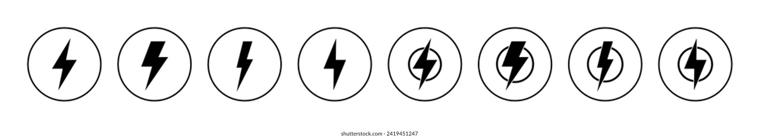 Vector de icono de relámpago. signo y símbolo eléctrico. icono de encendido. signo de energía