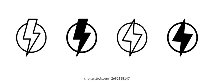 ícone de raio vetor. sinal elétrico e símbolo. ícone de energia. sinal de energia
