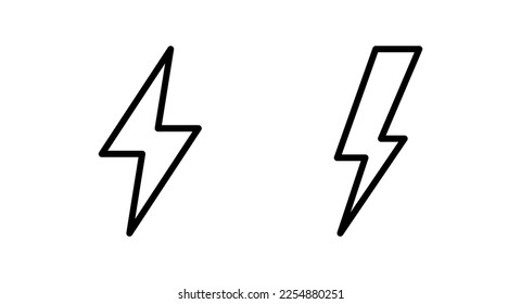 Ilustración vectorial de icono relámpago. signo y símbolo eléctrico. icono de encendido. signo de energía