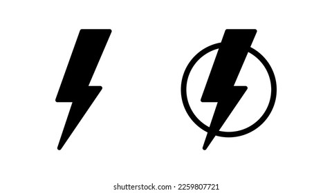 Ilustración vectorial de icono relámpago. signo y símbolo eléctrico. icono de encendido. signo de energía
