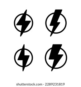Ilustración vectorial de icono relámpago. signo y símbolo eléctrico. icono de encendido. signo de energía