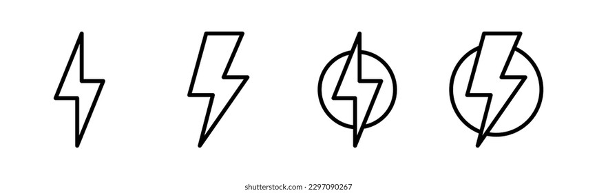 Blitzsymbol, Vektorgrafik. elektrisches Zeichen und Symbol. Leistungssymbol. Energiezeichen