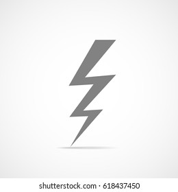 Lightning icon. Vector illustration. Gray lightning icon isolated on light background.