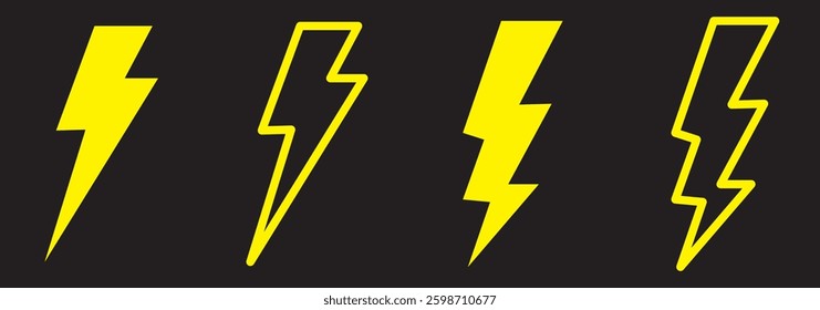 Lightning icon vector isolated on white background. Bolt icon vector. Energy and thunder electric icon