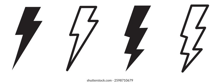 Lightning icon vector isolated on white background. Bolt icon vector. Energy and thunder electric icon