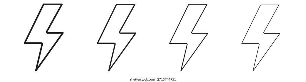 Blitzsymbol. Vektorisolierte Piktogramme.