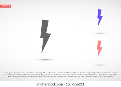 Lightning Icon vector. Perfect Black pictogram illustration on white Lightning electric power vector logo design element. Set Lightning bolt. Thunderbolt