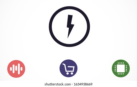 Lightning Icon vector. Perfect Black pictogram illustration on white Lightning electric power vector logo design element. Lightning bolt. Thunderbolt
