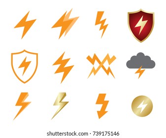 lightning icon vector / set