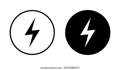 Lightning icon vector. Thunderbolt isolated on circle background