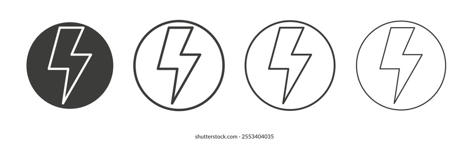 Lightning icons collection. vector set in black color
