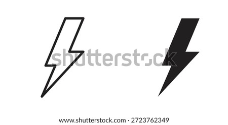 Lightning icons in filled, thin line, outline and strokes