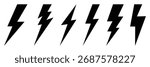 Lightning icons. Line and glyph flash sign. Outline thunderbolt lightning icon. Vector illustration. Eps 10.