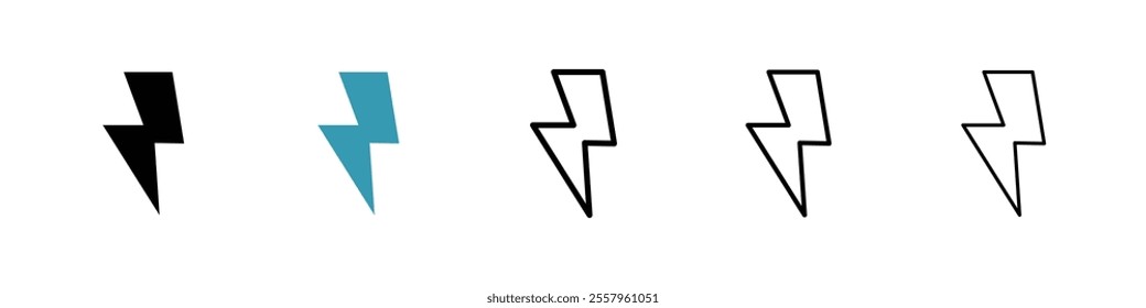 Lightning icons pack in black and blue.