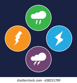 Lightning icons set. set of 4 lightning filled icons such as thunder, flash