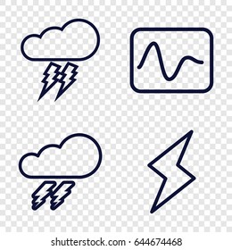 Lightning icons set. set of 4 lightning outline icons such as thunder, flash, thunderstorm