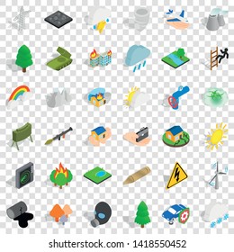 Lightning icons set. Isometric style of 36 lightning vector icons for web for any design