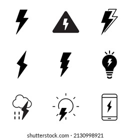 Lightning icons set . Lightning pack symbol vector elements for infographic web