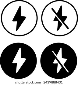 Lightning icons set. Replaceable vector design.