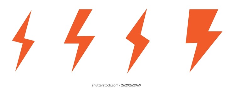 Lightning icons set. Thunder and Bolt. Flash icon. Lightning bolt.