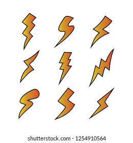 Lightning icons set, Thunder , Thunderbolt, Flash logo