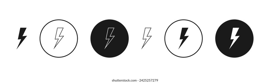 Conjunto de iconos de relámpagos. Ilustración vectorial.