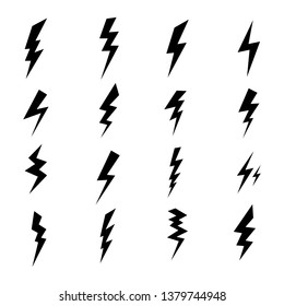 Lightning icons set. Vector symbols collection on white backgound